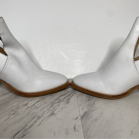 Free People Brady Square Toe White Leather Buckle Shootie Bootie 40 - Picture 6 of 15
